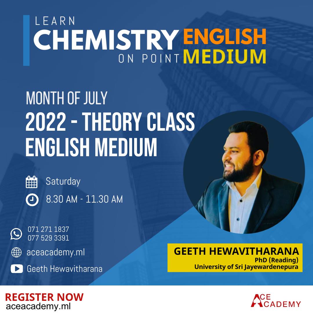 2022 Chemistry Theory Class English Medium Month Of July By Geeth